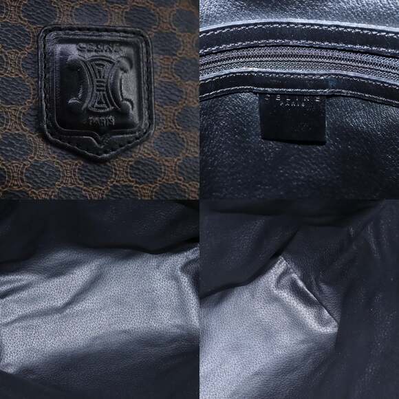 CELINE Macadam Canvas Tote Bag Pvc Leather Black Gold - Picture 11 of 12